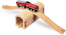 Maxim Wooden Train Track Over & Under Tunnel Bridge | Easy-Connect Railway | Compatible with Thomas, BRIO, Melissa & Doug, KidKraft | Toys for Boys, Girls