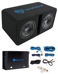 Rockville DK58 PACKAGE Dual 8" 1600w Loaded K5 Car Subwoofer Enclosure+DB11 Amp, Black