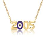 ZMNNOPPAB Evil Eye Birth Year Number Necklace, Pendant Necklace for Women, Girls Birthday Gift Anniversary Date Friendship Jewelry,18K Gold Plated,1996-2005, Metal, crystal