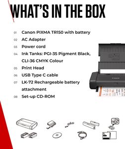 Canon PIXMA TR150 Wireless Portable Printer – Compact Inkjet