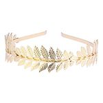 Gold Bridal Leaf Headband for Women, Greek Goddess Hairband Hair Accessories, Handmade Roman Goddess Crown Hair Hoop for Wedding Party Cosplay Costume Halloween