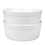 Foraineam 2 Pack Large Porcelain Souffle Ramekins, 48 Ounce, 1.5 Quarts White Bakeware Ramekin Set for Baking, Cooking, Serving and More