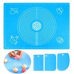 27.6x19.7in Silicone Baking Mat Sheet Pastry Mat with Measurement, Non-Slip Pastry Rolling Mat, Non-Stick Dough Kneading Board Mat, Bread Fondant Mat, Cooking Bakeware Mat Table Placemat(Scraper)