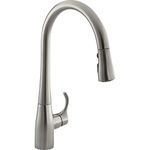 Kohler K-596-Vs Simplice High-Arch Single-Hole Or Three-Hole with 3-Function Spray Head, Sweep Spray and Docking Spray Head Technology