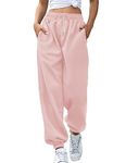 Vemubapis Women Drawstring Sweatpants High Waisted Joggers Cotton Athletic Pants with Pockets Pink S