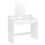 VASAGLE Vanity Desk with Large Mirror, Makeup Vanity, Vanity Table with 2 Drawers and 3 Compartments, Makeup Desk, Modern, Cloud White URDT163W01