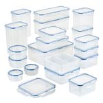Lock & Lock Easy Essential Storage Set/Food Containers Airtight Bins/BPA-Free/Dishwasher Safe, 38 Piece, Clear
