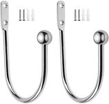 DXLing 2 Pieces Metal Curtain Holdback Decorative Curtain Drapery Holdbacks Arms Wall Mounted Curtain Tie Backs Drapery Holdbacks Hooks with Screws for Fixed Curtain and Hanging Clothes (Chrome)