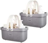 kamuavni Shower Caddy Portable Drainage, Plastic Shower Caddy Basket with Handles, 2 Pack Portable Cleaning Supply Storage Organizer with Holes for College Dorm Bathroom - Grey