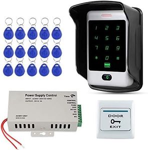 FST - Juego de Sistema de Control de Acceso al Aire Libre, Teclado RFID Impermeable, Teclado táctil de Metal + alimentación de Control de Acceso DC12V 3A + Funda Impermeable + Tarjetas Clave RFID 15