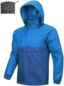Outdoor Ventures Men's Rain Jacket Waterproof Lightweight Packable Rain Pullover for Hiking Golf Running