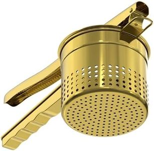 Livilord Large 15oz Potato Ricer, Heavy Duty Stainless Steel Ricer for Mashed Potatoes, Sweet Potato Masher Kitchen Tool with Ergonomic Handle, Press and Mash Kitchen Gadget, Gold