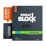 SweatBlock Antiperspirant Body Wipes for Men & Women - Maximum Clinical Strength for Hyperhidrosis & Sweat Control - Stop Sweating w/up to 7-Day Protection per Wipe - Unscented - Pack of 10 Wipes