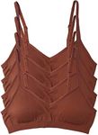 Kalon Women’s 4 Pack Demi Padded Bralette Wireless Comfortable Bra (X-Small, Dark Caramel)