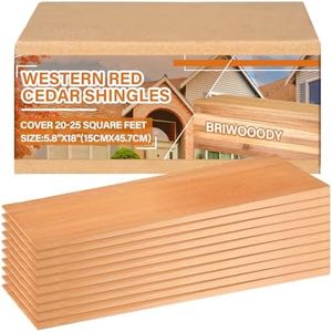 Briwooody 64 Pcs Western Red Cedar Shingles Bulk, Cedar Shingles Chips, Cedar Siding Roof Shingles, Wooden Roof Tiles Covers 20-25 Square Ft