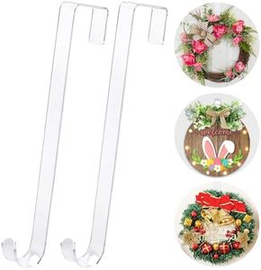 12 in Wreath-Hangers for Front Door,Door-Wreath-Hanger-Clear Over The Door Hooks,2 Pack Non-Scratch-Door-Hanger Hook for Easter Christmas Halloween Fall Wreath Decorations,Welcome Sign for Front Door