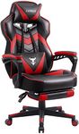 Zeanus Gaming Chair Big and Tall Game Chairs for Adults with Footrest Ergonomic Gaming Computer Chair with Massage Recliner Computer Chair High Back Gaming Chair PU Leather Racing Gamer Chair Red
