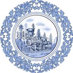 KOLOROBIA Decorative Wall Plate|Stand & Metal Hook| Train Blue Pottery |Hanging Wall Plate| 7inch |Gift Box Packaging |Ceramic Wall Plate for Wall Décor I Home Décor I Living Room I Office