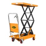 APOLLOLIFT Hydraulic Lift Table Cart, 330lbs Capacity 43" Lifting Height, Double Scissor Lift Table with 4 Wheels and Safety Back Guard for Material Handling and Transportation