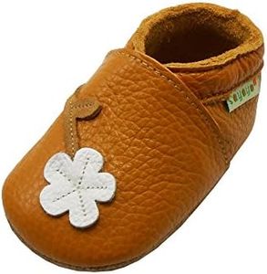 SAYOYO Baby Cute Plum Flower Soft Sole Leather Baby Shoes Baby Moccasins (6-12 Months, Orange)