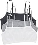 Hanes womens String Bralette Pack, Low-Impact Bra, Cooling Stretch Cotton Bralette, 3-Pack, Sky Grey Heather/Concrete Heather/White, Large