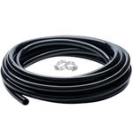 ZY-hosetube 1/4" id - 25ft Black Vinyl Tubing Flexible PVC Tube Hybrid Hose Transfer Water Fuel Gas for Pond Fountain Garden Waterfall, Durable and Safe, with 2 Hose Clamps