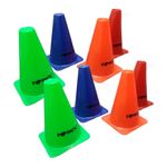 FORICX Plastic Heavy Marker Cones (Multicolor, 6 Inch) - Pack of 9 Marker Cones (6 Inch) for Soccer Cricket Track and Field Sports, Football Saucer Cone, Cone for Sports