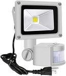 Z Motion Sensor Flood Lights Outdoor,10W Induction LED Lamp, IP65 Waterproof Spotlight,6500K LED Sensor Light,Security Light with US 3-Plug (Daylight White Grey)