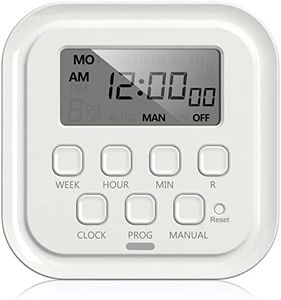 HBN 7 Day Heavy Duty Digital Timer, Dual Outlet, On/Off Programs 3-Prong Programmable Timer, Indoor, for Lamp, Light, Fan, Pets, Home, Kitchen, Office, Appliances, 125V, 15A, 1875W, 60Hz