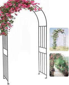 IDZO Aesthetic Garden Arbor, 86in Sturdy & Durable Metal Archway w Ground Stakes to Enhance Stability, 3 Installation Options for Different Grounds, Garden Arch Trellis for Climbing Plants, Decoration