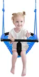 ROPECUBE Toddler Swing & 2-in-1Baby Swing - Adjustable Rope Swing Seat for Kids Indoor & Outdoor Durable Backyard Swing Set for Infants & Toddlers (Blue)