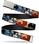 Buckle-Down Men's Web Belt Justice League, DC Comics Trinity Group Pose/Logos, 1.25" Wide-fits up to 42" Pant Size