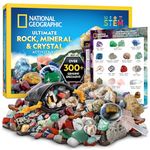 NATIONAL GEOGRAPHIC Rock Collection Kit for Kids – 300+ Piece Crystals and Gemstones Set Includes Geodes, Rocks and Minerals Science Kit for Kids, A Geology Gift for Boys and Girls
