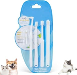 Dog and Cat Toothbrush Kit,Pet Dog Dental Care Dental Cleaning Kit,Set of 5 Multi-Functional Pet Dental Oral Care Kit,Extra Soft Dog Toothbrushes,Perfect for Puppy Small Dog Cat