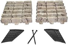 EasyFlex No-Dig Landscape Edging with Anchoring Spikes, 2.7 in Tall Decorative Stone-Look Garden Border, 15 Foot Kit, Brown