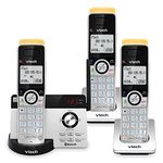 Vtech 3-Handset Expandable Cordless Phone with Super Long Range, Bluetooth Connect to Cell, Smart Call Blocker and Answering System, IS8121-3 (Silver/Black)