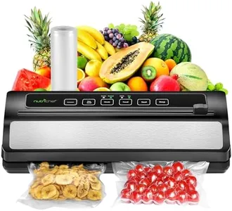 NutriChef Vacuum Sealer | Automatic Vacuum Air Sealing System For Food Preservation w/ Starter Kit | Compact Design | Lab Tested | Dry & Moist Food Modes | Led Indicator Lights, Stainless Steel, Black