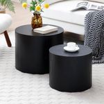 kevinplus Black Coffee Table Small Nesting Side Table End Table Set of 2 for Living Room, Modern Round Circle Bed Side Table for Bedroom Office (Black - Round)