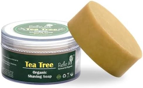 Rustic Art Organic Tea Tree Shaving Soap|Sulphate & Paraben Free|Soft Stable Lather For Smooth Shave|For All Skin Types|50Gram - Bar