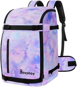 Bosynoy Ski Boot Bag Backpack, 55L Ski Snowboard Boot Bags for Air Travel, Waterproof Snowboard Backpack, Ski Gear Bag for Boots, Helmet, Goggles, Gloves, Pants, Jacket, Accessories for Adults, Purple
