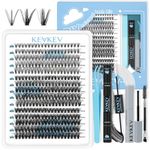 KevKev Eyelash Extension Kit 300pcs Individual Eyelashes with Lash Bond and Seal Lash Extension Kit Lash Clusters with Lash Applicator Wispy Lashes Look Like Extensions (20D+40D+50D, D-9-16mix)