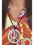 Smiffys Peace Sign Medallion, Silver , 1960's Groovy Fancy Dress, Adult Dress Up Jewellery