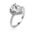 Uloveido 925 Sterling Silver Love Heart Clear Cubic Zirconia Solitaire Ring Half Eternity Bridal Promise Wedding Engagement 925 Sterling Jewelry for Women Girls Size L JZ116-White-6