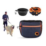 MYKOMI Pet Dog Treat Pouch Waist Bag, Auto Closing Waterproof Oxford Adjustable Training Belt Bags with Poop Bag Dispenser + Dog Collapsible Bowl for Dog Cat Running, Walking, Feeding (Blue)