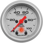 Autometer Gauge, Ultra-Lite, Oil Pressure, 2 1/16 in., 100psi, Digital Stepper Motor W/Peak & Warn, Analog, Each