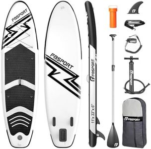 FBSPORT Inflatable Stand Up Paddle Boards,SUP Board,6" Thick Stand Up Paddle Boarding,Paddling Board for Youth & Adult,Surfboard,SUP with Adjustable Paddle/Backpack/Pump/Removable Fin (BlackWhite)
