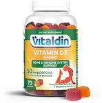 VITALDIN Vitamin D3 Gummies – 2.000 IU per Serving – 70 Chewable Gummies (1-Month Supply); Fruit Flavour – Vitamin D for Bone Health & Immune System Support – Gluten Free – for Kids & Adults