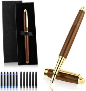 TIESOME Ensemble de stylo-plume vintage en bois de luxe de 0,5 mm avec 12 cartouches d'encre de 2,6 mm et boîte de stylos de calligraphie rétro à pointe fine pour écriture lisse pour journal intime