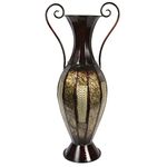 Hosley's 26" High Tall 2 Tone Metal Vase with Handles. Ideal Gift for Wedding, Special Occasion, Party, Spa, Meditation, Votive Candle Garden, Dried Floral Setting P9