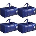 Dntorx 4 Pack 90L Moving Bags, Heavy Duty Moving Totes, Waterproof Storage Bag with tag Window, Large Packing Bags with Zips for Clothes Storage Moving Travelling Camping